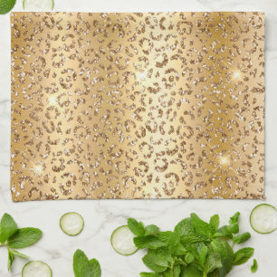 Paño De Cocina Leopardo Purpurina de oro Glam