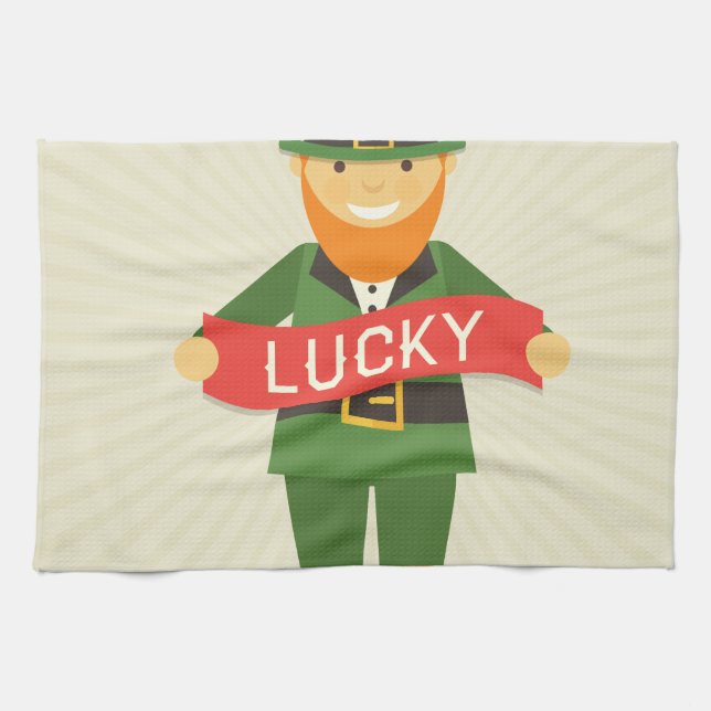 Paño De Cocina leprechaun afortunado (Horizontal)