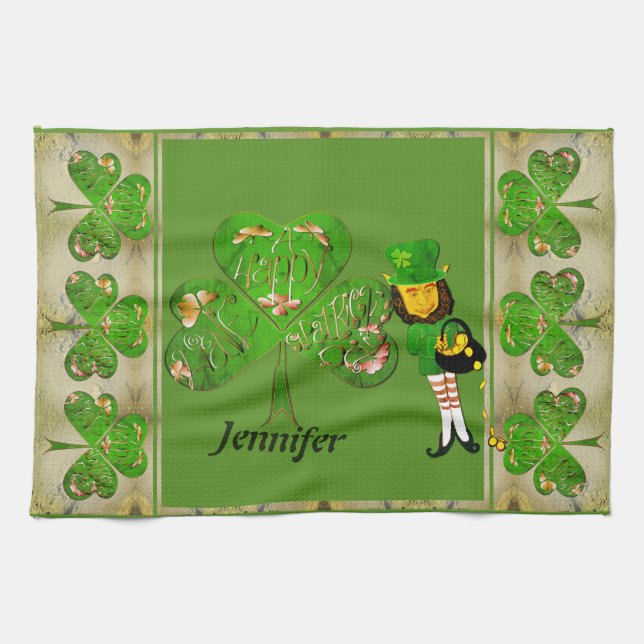 Paño De Cocina Leprechaun Shamrock Throw Blanket (Horizontal)
