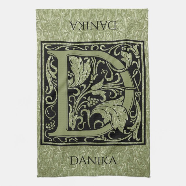 Paño De Cocina Letra D primera letra monograma (Vertical)