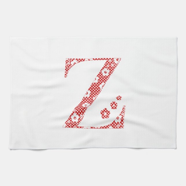 Paño De Cocina Letra de patrón de flor Z (rojo) (Horizontal)