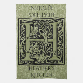 Paño De Cocina Letra H primera letra monograma personalizada