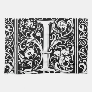 Paño De Cocina Letra I Monograma Medieval Art Nouveau