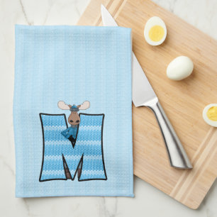 Paño De Cocina Letra monograma de impresión Kid's Blue Knit M