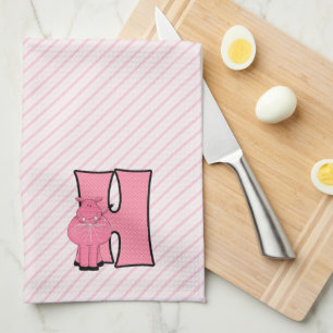 Paño De Cocina Letra monograma H rosada de hipoglucemia para niño