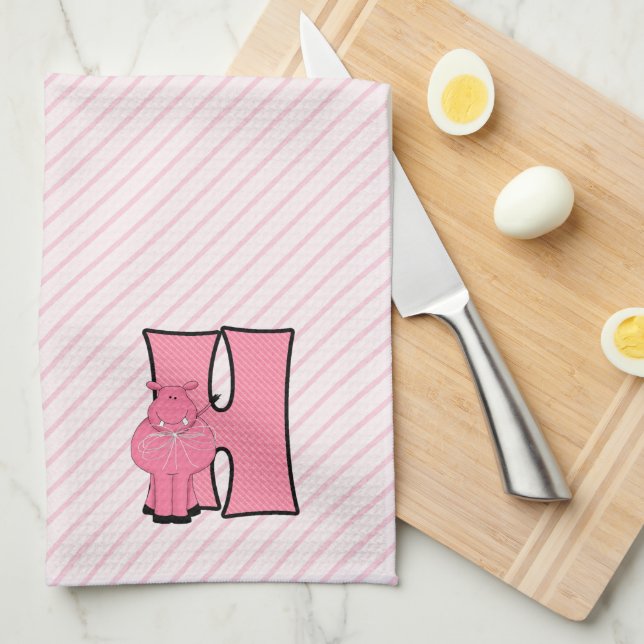 Paño De Cocina Letra monograma H rosada de hipoglucemia para niño (Doblado Cuarto)