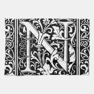 Paño De Cocina Letra N Monograma Medieval Art Nouveau