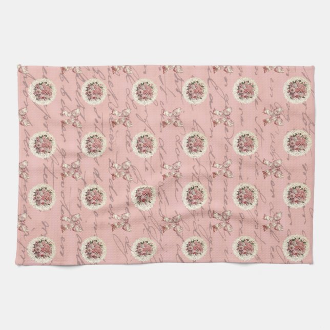 Paño De Cocina Letras antiguas de Rosas de época (Horizontal)