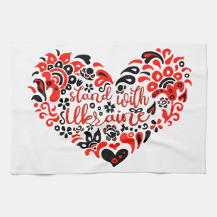 Paño De Cocina Letras de "Stand with Ukraine" y corazón