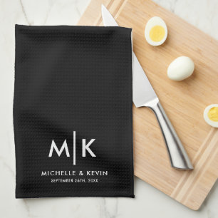 Paño De Cocina Letras iniciales de monograma modernas personaliza