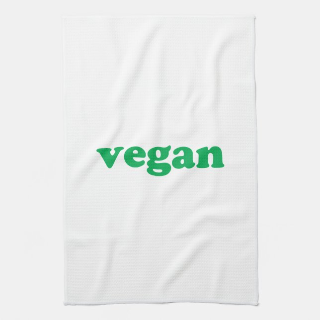 Paño De Cocina Letras verdes "veganas", fondo blanco (Vertical)