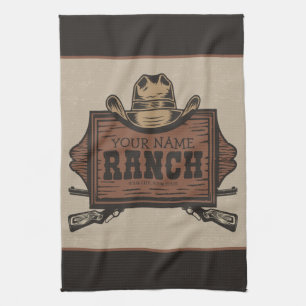 Paño De Cocina Letrero de rancho occidental de pistolas Cowboy pe