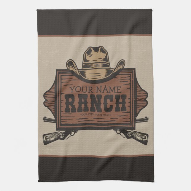 Paño De Cocina Letrero de rancho occidental de pistolas Cowboy pe (Vertical)