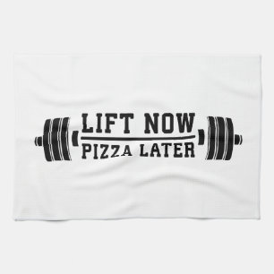 Paño De Cocina Levántate Ahora, Pizza Después, Barbell - Gracioso