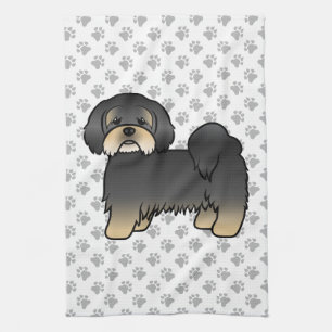 Paño De Cocina Lhasa Apso negro y bronceado perro de dibujos anim