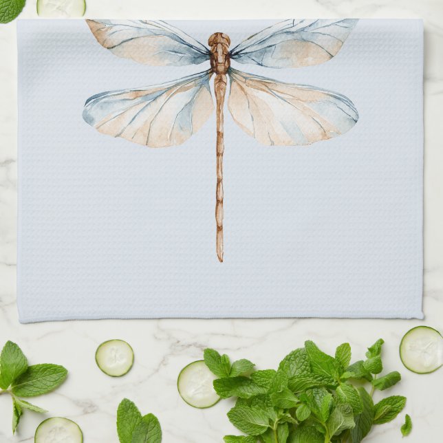 Paño De Cocina Libellula Cumpleaños Sueño Azul Blanco (Doblado)