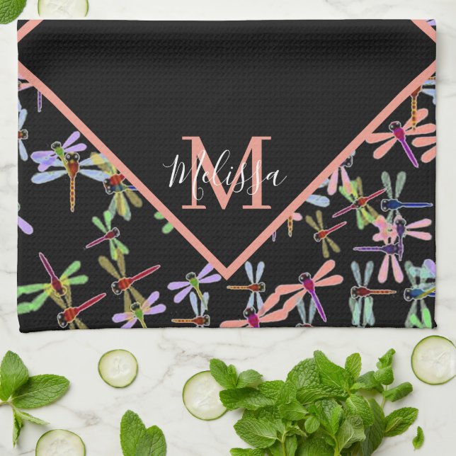 Paño De Cocina Libélulas coloridas personalizadas (Doblado)