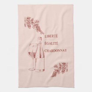 Paño De Cocina Liberté Égalité Chardonnay Funny Wine Ilustracion