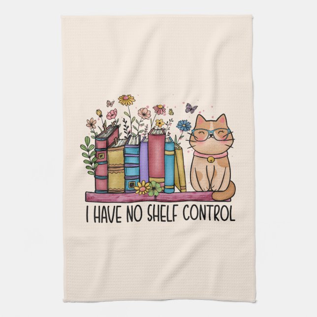 Paño De Cocina Libros florales y gato (Vertical)