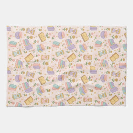 Paño De Cocina Libros Mágicos Lindos Rosa Pastel