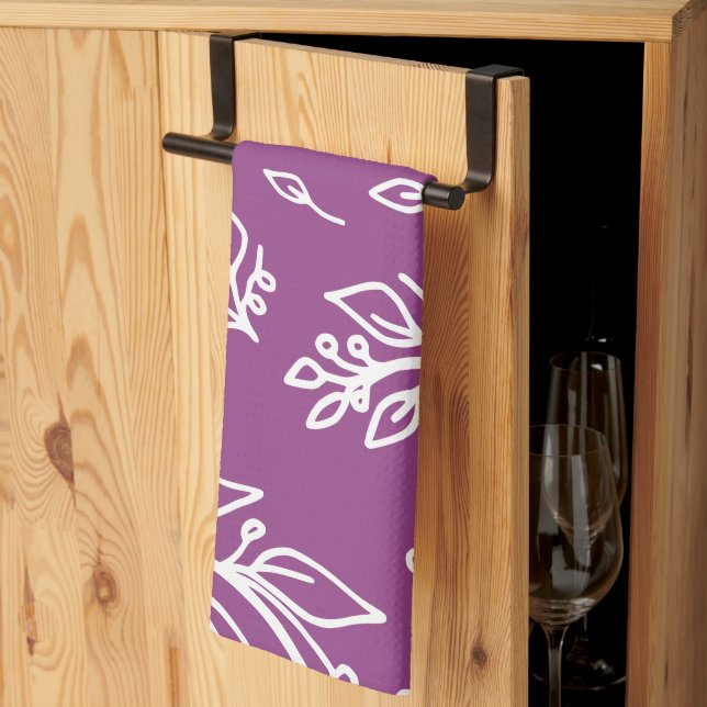 Paño De Cocina Light Eggplant cálido morado Floral (Pliegue de tercios)