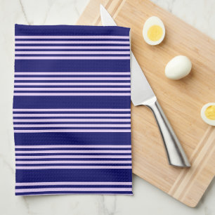 Paño De Cocina Lilac púrpura y azul marino cinco rayas patrón