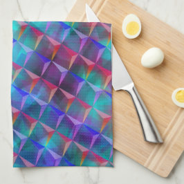 Paño De Cocina Lílago azulado manchado y triángulos 3D o rosa