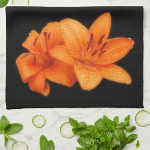 Paño De Cocina Lilies asiáticos de tigres Naranjas besados por la