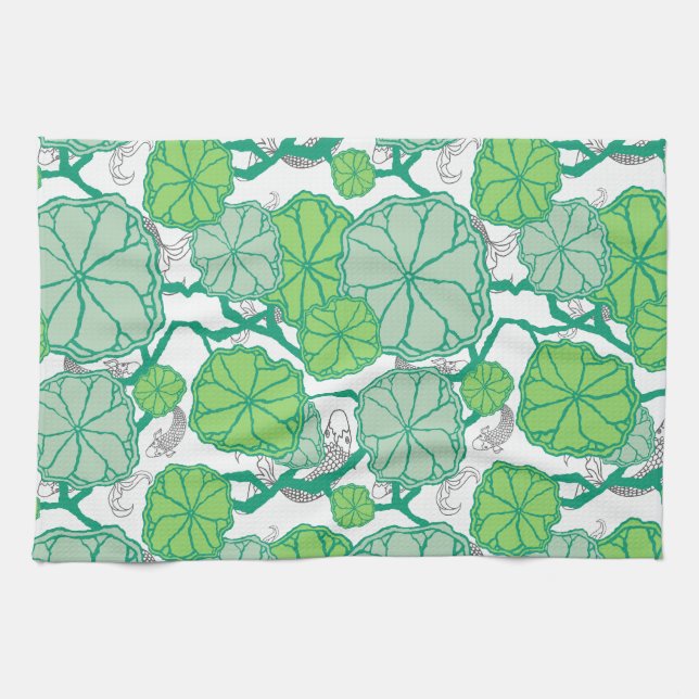 Paño De Cocina Lily Pad Koi Pond Pattern Kitchen (Horizontal)