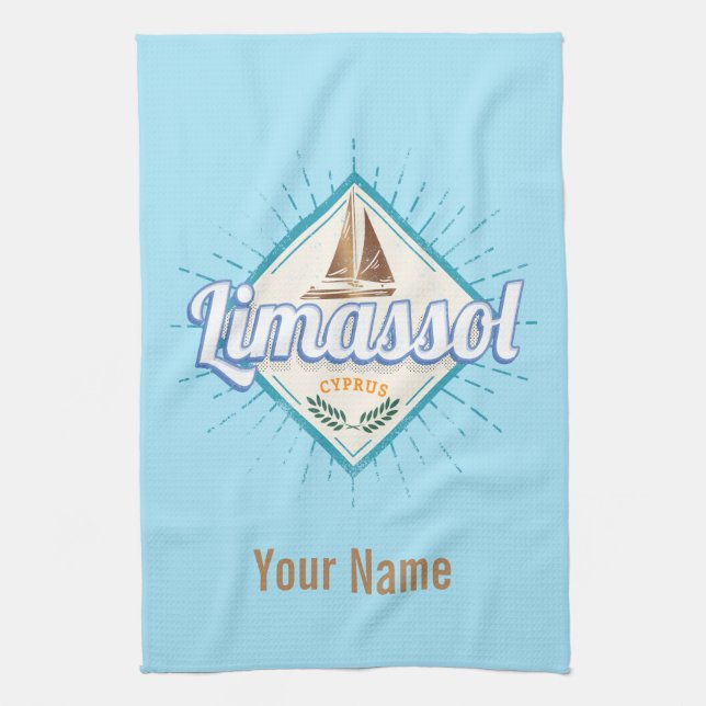 Paño De Cocina Limassol City Chipre Retro Vintage (Vertical)