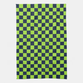 Paño De Cocina Lime and navy checkerboard pattern