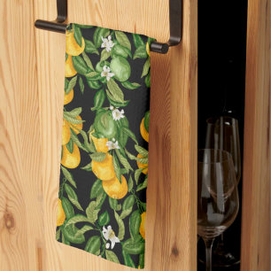 Paño De Cocina Limón Mediterráneo Negro Citrus Siciliano Italiano