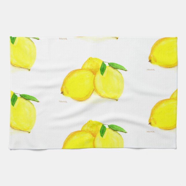 Paño De Cocina limones fruta acuarela Cocina Citrus tropical (Horizontal)
