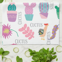 Lindo cactus acuarela y texto cartoon rosa blanco