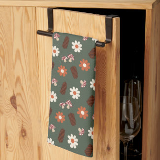 Paño De Cocina Lindo patrón acogedor con flores seta y piña