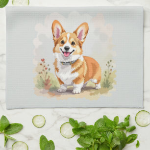 Paño De Cocina Lindo perro Corgi Galés de Pembroke Rojo