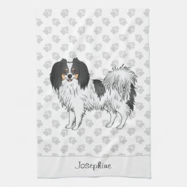 Paño De Cocina Lindo perro Phalène tricolor de dibujos animados c