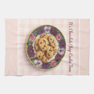 Paño De Cocina Lindo Tiempo de Hornear Galletas de Cuadros Rosas