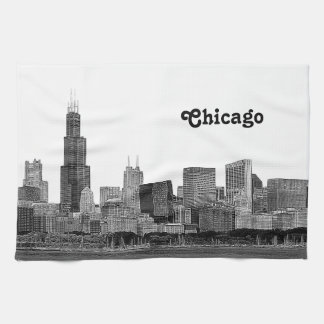 Paño De Cocina Línea aérea de Chicago Etched