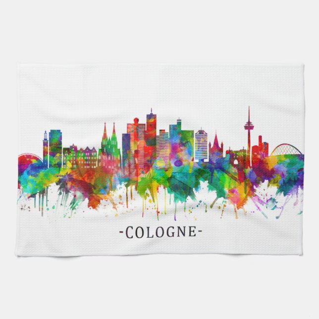 Paño De Cocina Línea aérea de Cologne Germany (Horizontal)