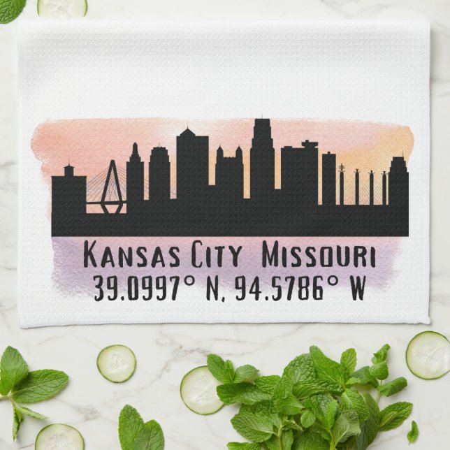Paño De Cocina Línea aérea de Kansas City MO City (Doblado)