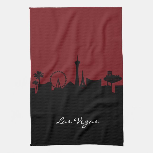 Paño De Cocina Línea aérea de Las Vegas| Rojo oscuro (Vertical)