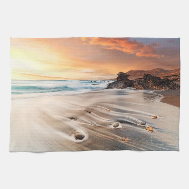 Paño De Cocina Línea costera | Islas Canarias, España (Horizontal)