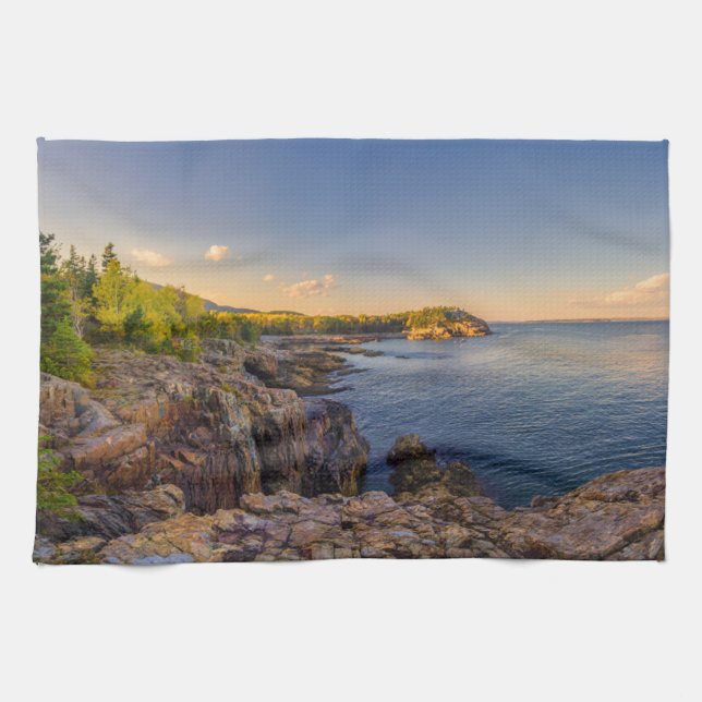 Paño De Cocina Línea costera | Parque nacional Acadia, Jefe de la (Horizontal)