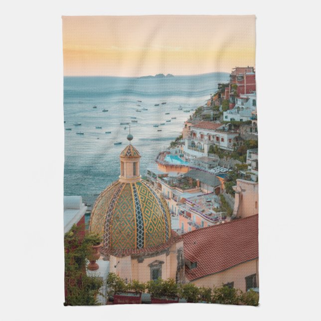 Paño De Cocina Línea costera | Positano, Costa Amalfitana, Italia (Vertical)