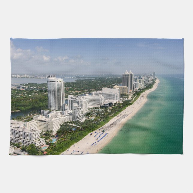 Paño De Cocina Línea costera | Urban Beach, Miami, Florida (Horizontal)
