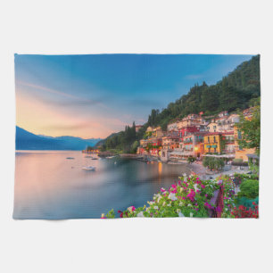 Paño De Cocina Línea costera   Varenna, Lombardía, Italia