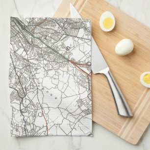 Paño De Cocina Línea de tránsito de Boston del vintage mapa