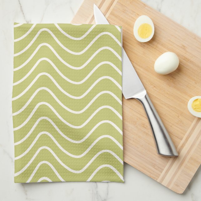 Paño De Cocina Línea Mínima Verde Lime del Patrón Chevron (Doblado Cuarto)
