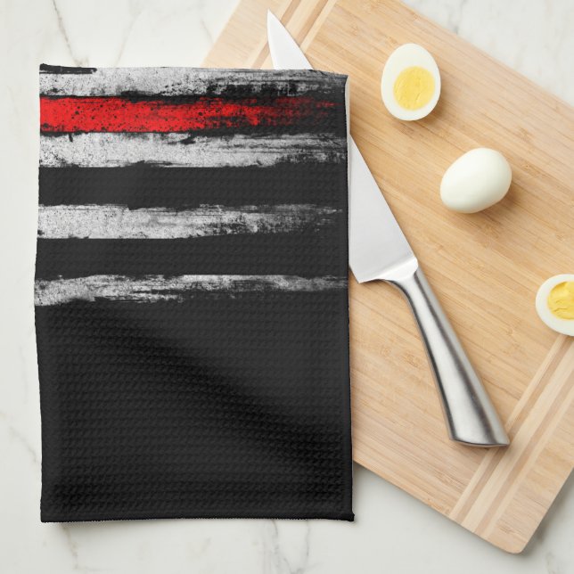 Paño De Cocina Línea roja fina (Doblado Cuarto)